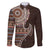 Fijian Masi Tribal Tattoos Art Pattern Family Matching Off Shoulder Maxi Dress and Hawaiian Shirt Brown Color Half Style - Polynesian Pride
