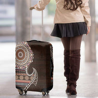 Fijian Masi Tribal Tattoos Art Pattern Luggage Cover Brown Color Half Style - Polynesian Pride