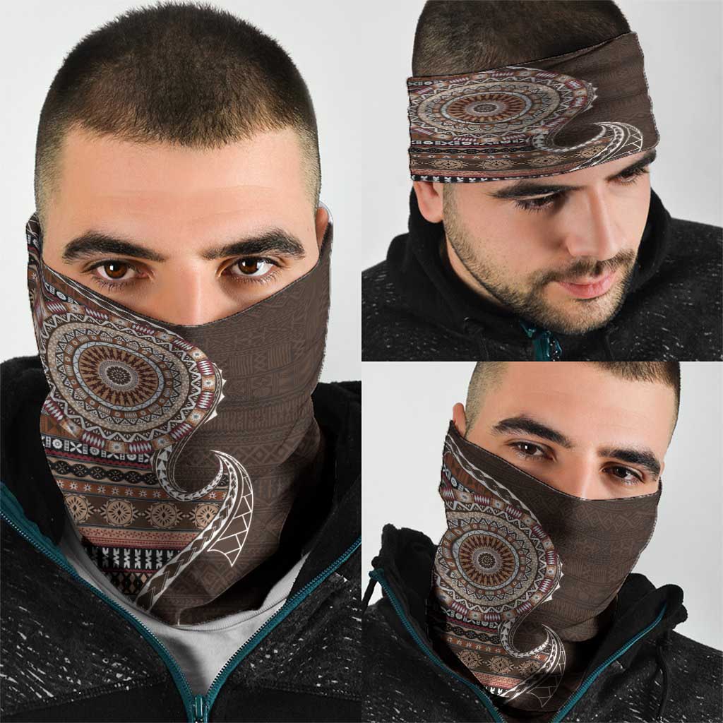 Fijian Masi Tribal Tattoos Art Pattern Neck Gaiter Brown Color Half Style LT03