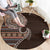 Fijian Masi Tribal Tattoos Art Pattern Round Carpet Brown Color Half Style - Polynesian Pride