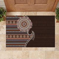 Fijian Masi Tribal Tattoos Art Pattern Rubber Doormat Brown Color Half Style - Polynesian Pride