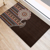 Fijian Masi Tribal Tattoos Art Pattern Rubber Doormat Brown Color Half Style - Polynesian Pride