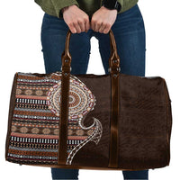 Fijian Masi Tribal Tattoos Art Pattern Travel Bag Brown Color Half Style - Polynesian Pride