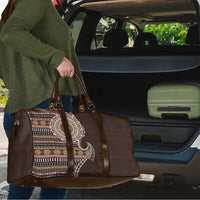 Fijian Masi Tribal Tattoos Art Pattern Travel Bag Brown Color Half Style - Polynesian Pride