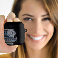 Fijian Masi Tribal Tattoos Art Pattern AirPods Case Navy Color Half Style - Polynesian Pride
