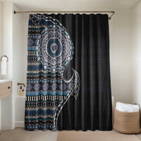 Fijian Masi Tribal Tattoos Art Pattern Bathroom Set Navy Color Half Style - Polynesian Pride