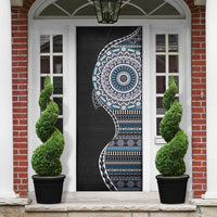 Fijian Masi Tribal Tattoos Art Pattern Door Cover Navy Color Half Style - Polynesian Pride