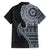 Fijian Masi Tribal Tattoos Art Pattern Family Matching Off Shoulder Maxi Dress and Hawaiian Shirt Navy Color Half Style - Polynesian Pride