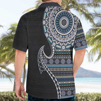 Fijian Masi Tribal Tattoos Art Pattern Hawaiian Shirt Navy Color Half Style LT03 - Polynesian Pride