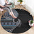 Fijian Masi Tribal Tattoos Art Pattern Round Carpet Navy Color Half Style - Polynesian Pride