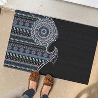 Fijian Masi Tribal Tattoos Art Pattern Rubber Doormat Navy Color Half Style - Polynesian Pride