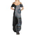 Fijian Masi Tribal Tattoos Art Pattern Summer Maxi Dress Navy Color Half Style - Polynesian Pride