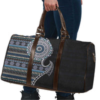 Fijian Masi Tribal Tattoos Art Pattern Travel Bag Navy Color Half Style - Polynesian Pride