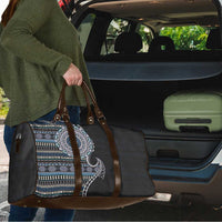 Fijian Masi Tribal Tattoos Art Pattern Travel Bag Navy Color Half Style - Polynesian Pride