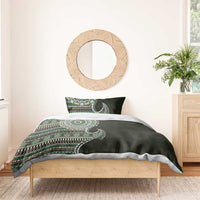 Fijian Masi Tribal Tattoos Art Pattern Bedding Set Green Color Half Style - Polynesian Pride