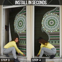 Fijian Masi Tribal Tattoos Art Pattern Door Cover Green Color Half Style - Polynesian Pride