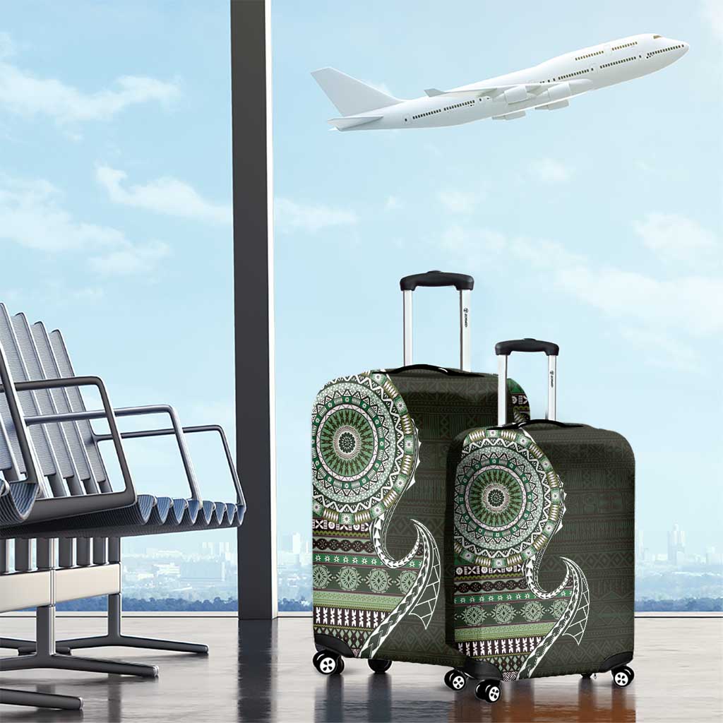 Fijian Masi Tribal Tattoos Art Pattern Luggage Cover Green Color Half Style LT03 - Polynesian Pride
