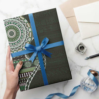 Fijian Masi Tribal Tattoos Art Pattern Wrapping Paper Green Color Half Style - Polynesian Pride