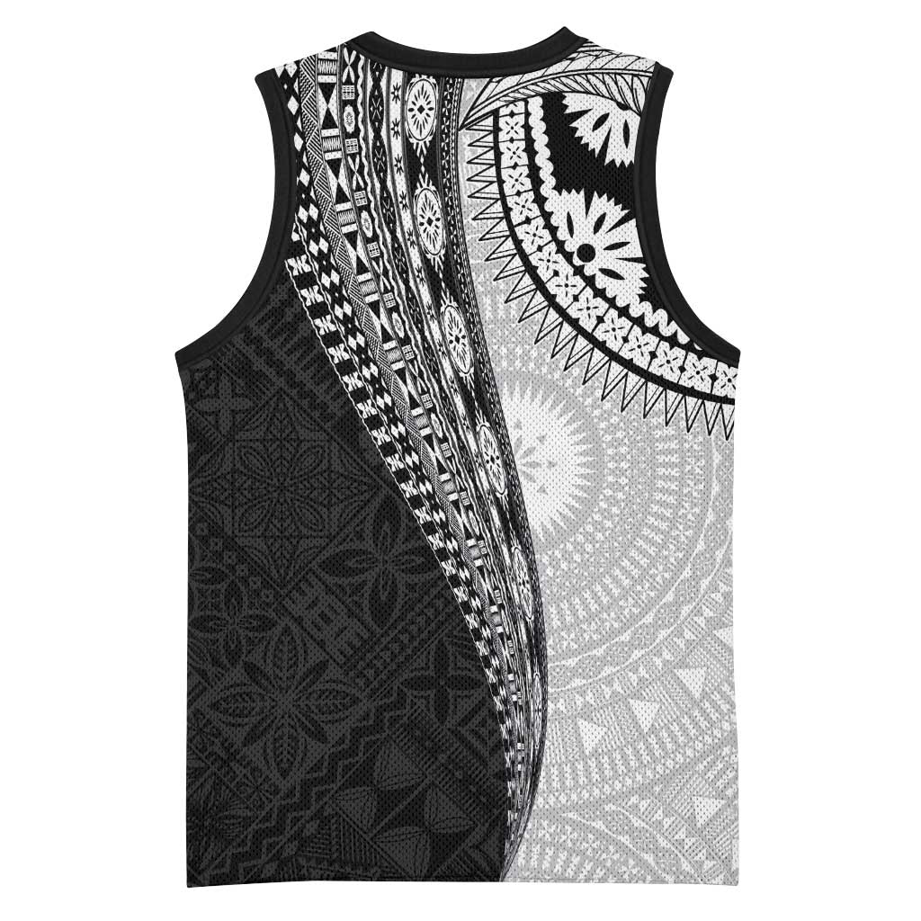 Fijian Masi Tattoos Basketball Jersey with Tapa Tribal Pattern - Polynesian Pride