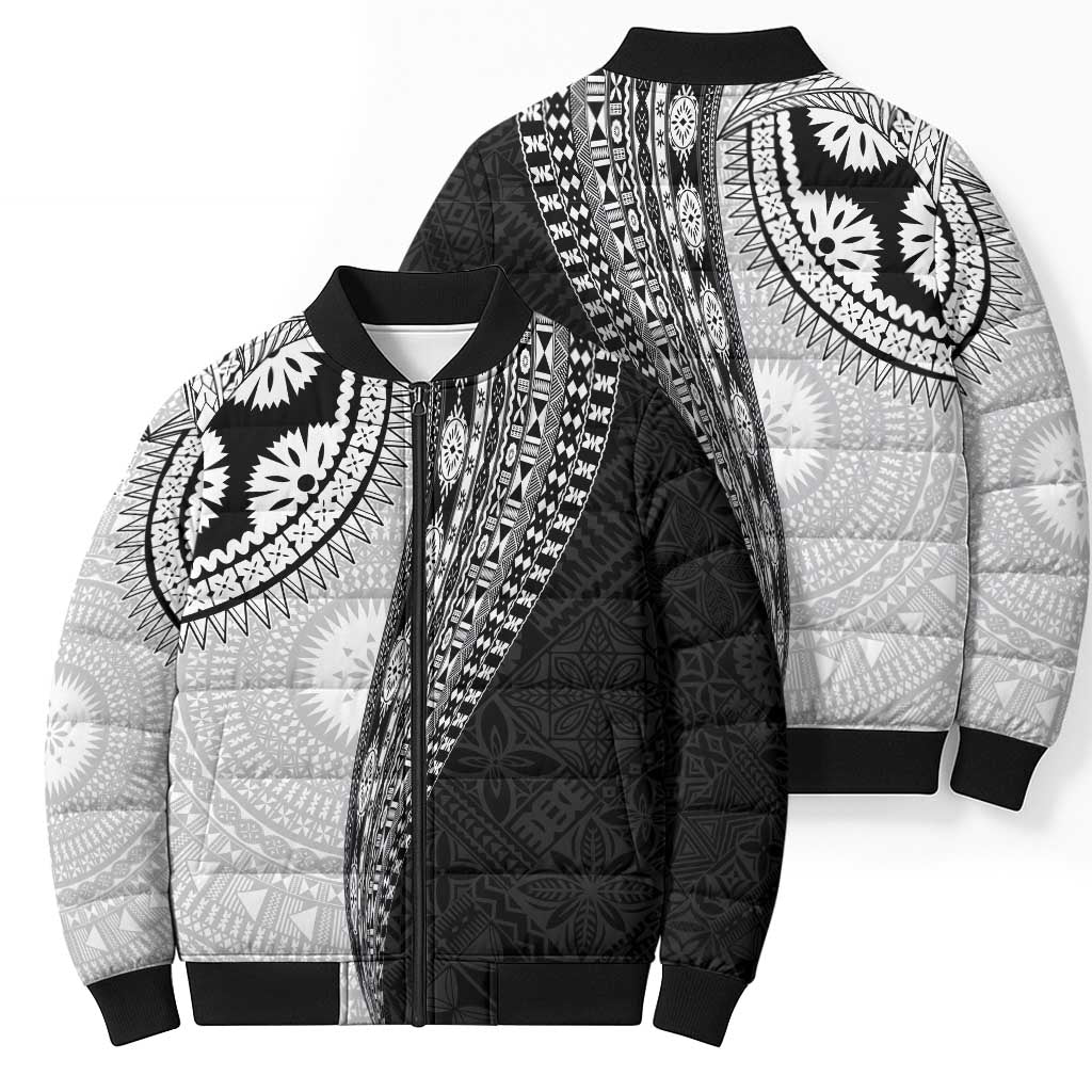 Fijian Masi Tattoos Bomber Puffer Jacket with Tapa Tribal Pattern - Polynesian Pride