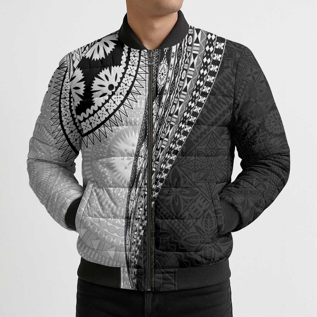 Fijian Masi Tattoos Bomber Puffer Jacket with Tapa Tribal Pattern - Polynesian Pride