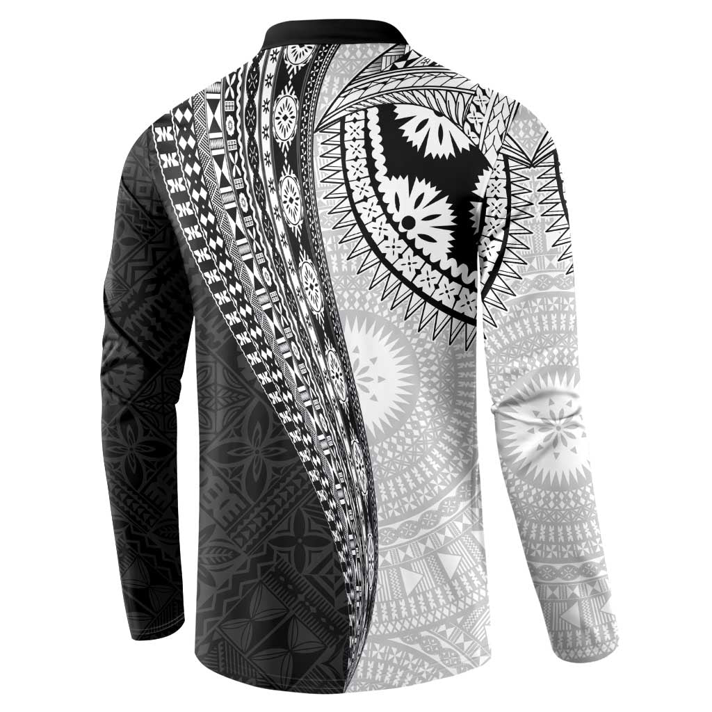 Fijian Masi Tattoos Button Sweatshirt with Tapa Tribal Pattern - Polynesian Pride