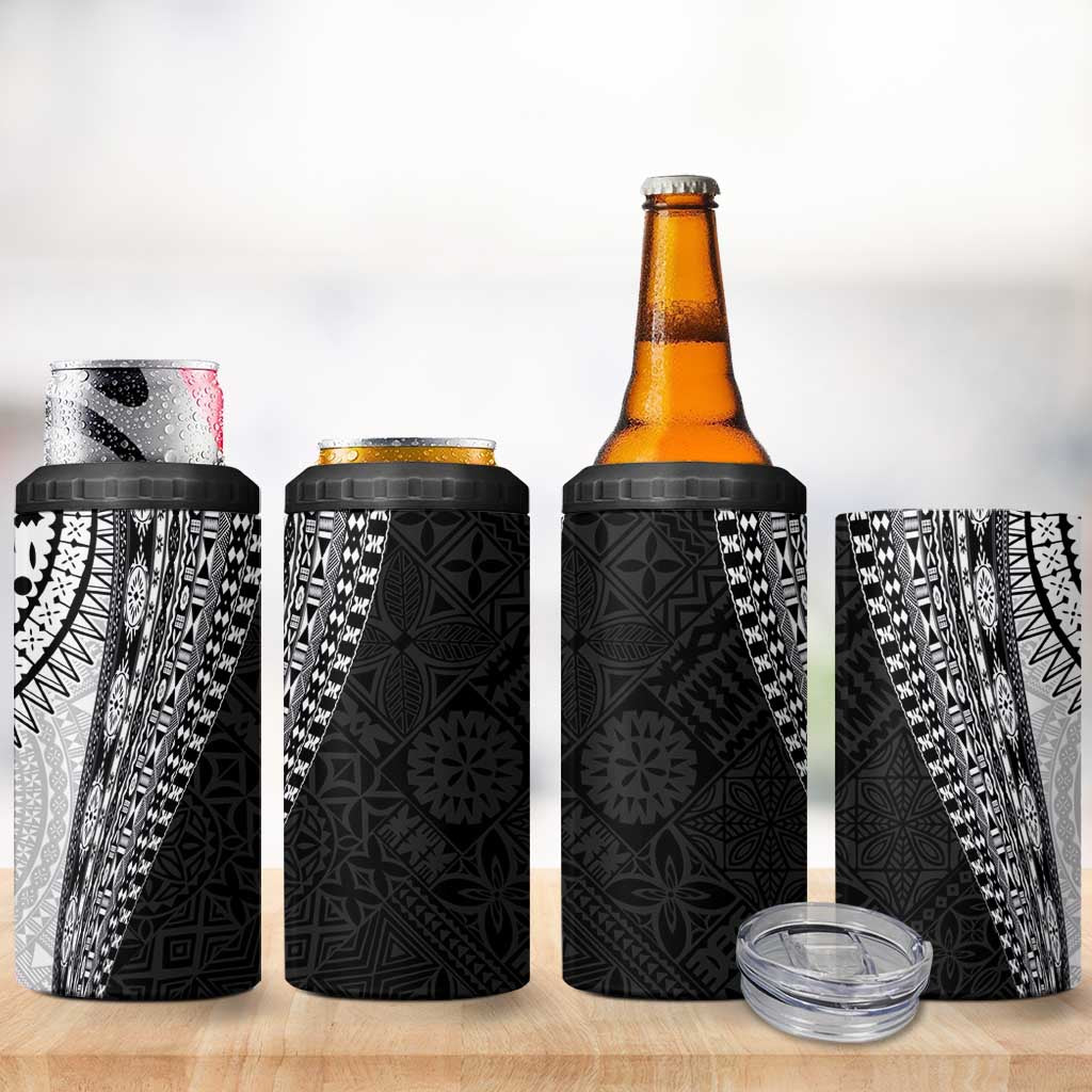 Fijian Masi Tattoos 4 in 1 Can Cooler Tumbler with Tapa Tribal Pattern LT03 - Polynesian Pride