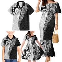 Fijian Masi Tattoos Family Matching Mermaid Dress and Hawaiian Shirt with Tapa Tribal Pattern LT03 - Polynesian Pride