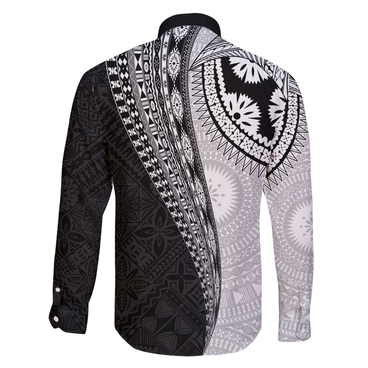 Fijian Masi Tattoos Family Matching Off The Shoulder Long Sleeve Dress and Hawaiian Shirt with Tapa Tribal Pattern LT03 - Polynesian Pride