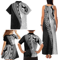 Fijian Masi Tattoos Family Matching Tank Maxi Dress and Hawaiian Shirt with Tapa Tribal Pattern LT03 - Polynesian Pride