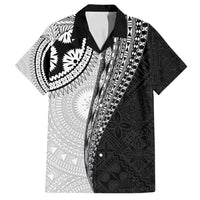 Fijian Masi Tattoos Family Matching Tank Maxi Dress and Hawaiian Shirt with Tapa Tribal Pattern LT03 Dad's Shirt - Short Sleeve White - Polynesian Pride
