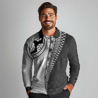 Fijian Masi Tattoos Long Sleeve Polo Shirt with Tapa Tribal Pattern - Polynesian Pride