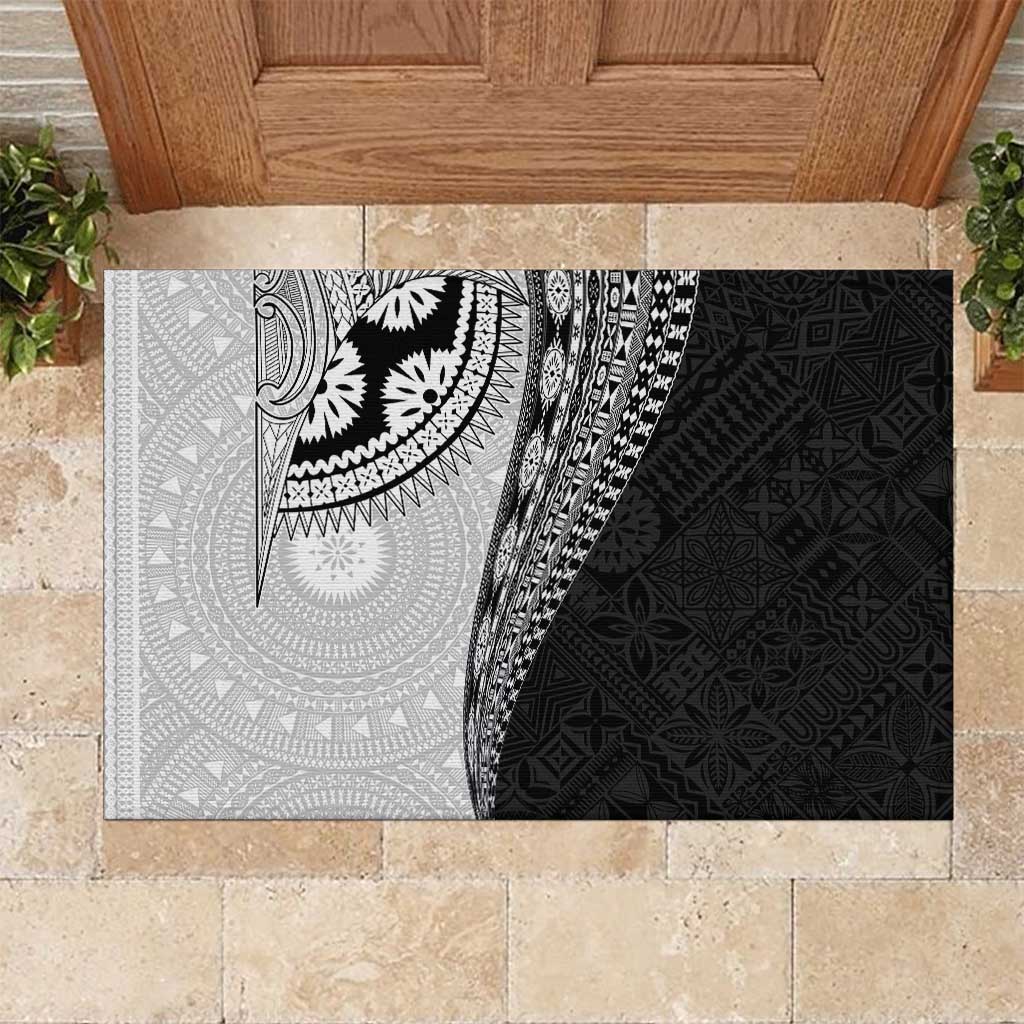 Fijian Masi Tattoos Rubber Doormat with Tapa Tribal Pattern - Polynesian Pride