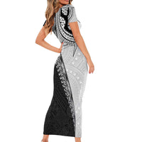 Fijian Masi Tattoos Short Sleeve Bodycon Dress with Tapa Tribal Pattern - Polynesian Pride