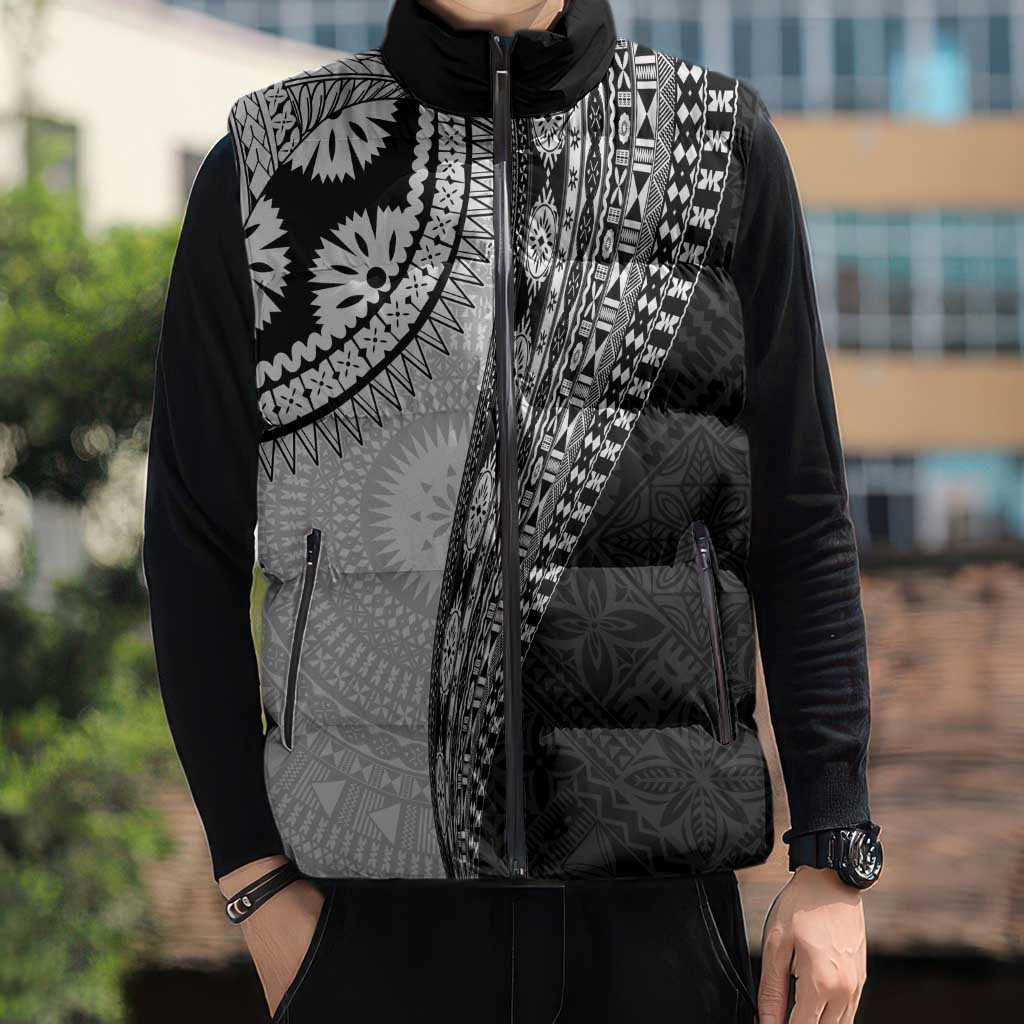 Fijian Masi Tattoos Sleeveless Puffer Jacket with Tapa Tribal Pattern - Polynesian Pride