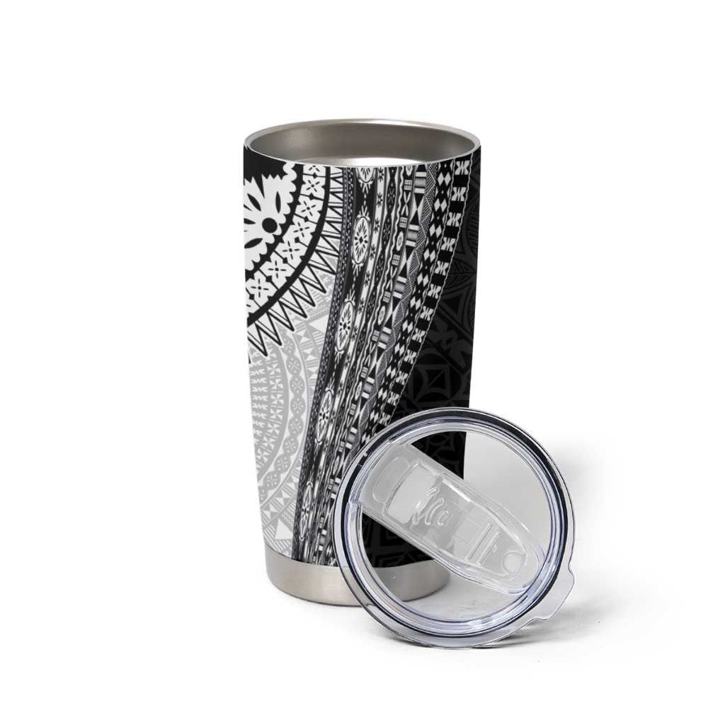 Fijian Masi Tattoos Tumbler Cup with Tapa Tribal Pattern - Polynesian Pride