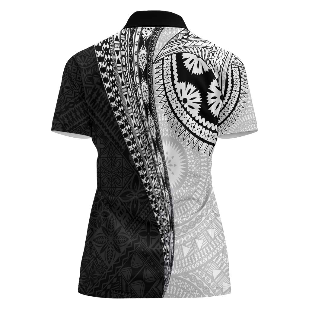 Fijian Masi Tattoos Women Polo Shirt with Tapa Tribal Pattern LT03 - Polynesian Pride