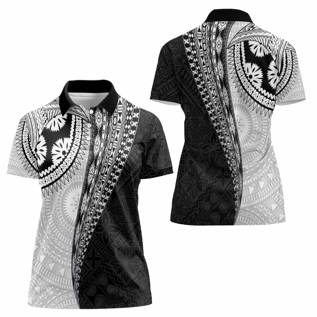 Fijian Masi Tattoos Women Polo Shirt with Tapa Tribal Pattern LT03 - Polynesian Pride