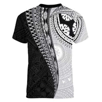 Fijian Masi Tattoos Women V-Neck T-Shirt with Tapa Tribal Pattern - Polynesian Pride