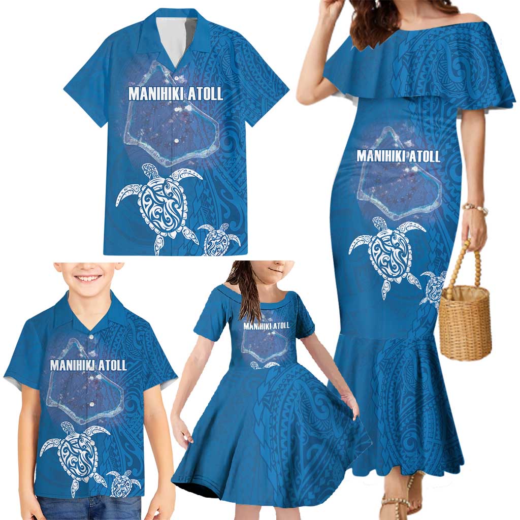 Cook Islands Manihiki Atoll Family Matching Mermaid Dress and Hawaiian Shirt Maori Turtle and Polynesian Pattern LT03 - Polynesian Pride