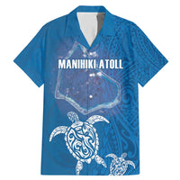 Cook Islands Manihiki Atoll Family Matching Mermaid Dress and Hawaiian Shirt Maori Turtle and Polynesian Pattern LT03 Dad's Shirt - Short Sleeve Blue - Polynesian Pride