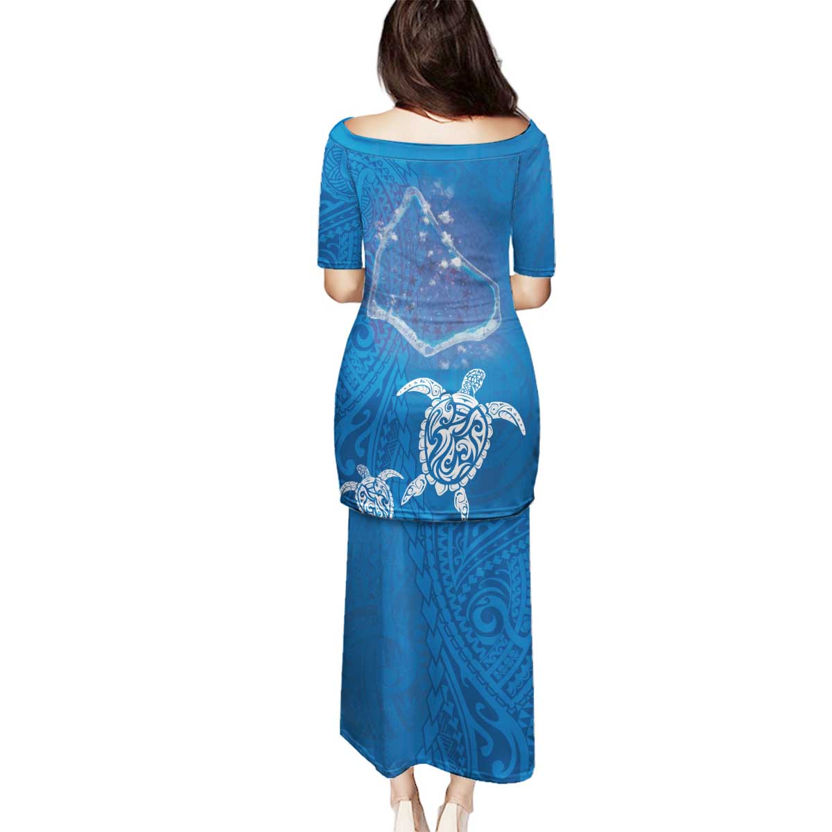 Cook Islands Manihiki Atoll Family Matching Puletasi and Hawaiian Shirt Maori Turtle and Polynesian Pattern