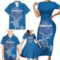Cook Islands Manihiki Atoll Family Matching Short Sleeve Bodycon Dress and Hawaiian Shirt Maori Turtle and Polynesian Pattern LT03 - Polynesian Pride