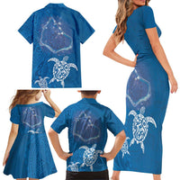 Cook Islands Manihiki Atoll Family Matching Short Sleeve Bodycon Dress and Hawaiian Shirt Maori Turtle and Polynesian Pattern LT03 - Polynesian Pride