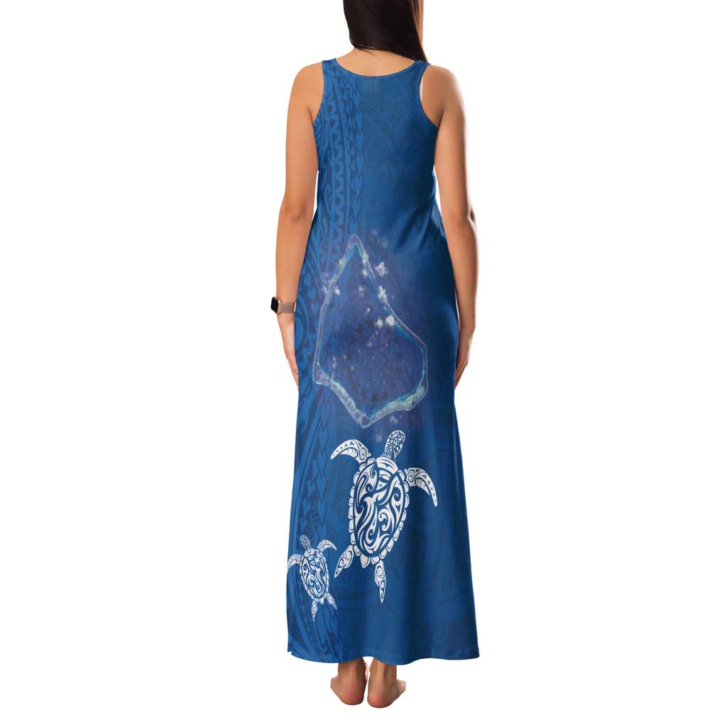 Cook Islands Manihiki Atoll Tank Maxi Dress Maori Turtle and Polynesian Pattern