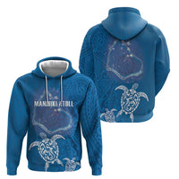 Cook Islands Manihiki Atoll Zip Hoodie Maori Turtle and Polynesian Pattern