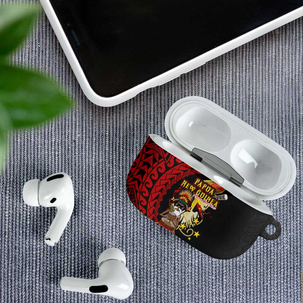 Papua New Guinea Christmas AirPods Case Funny Melanesian Santa with Bird-of-paradise Tribal Style LT03 - Polynesian Pride