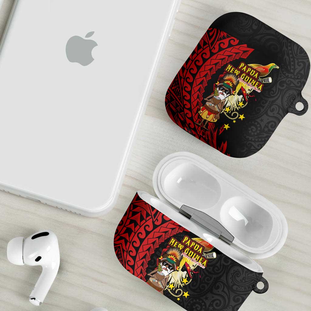 Papua New Guinea Christmas AirPods Case Funny Melanesian Santa with Bird-of-paradise Tribal Style LT03 - Polynesian Pride
