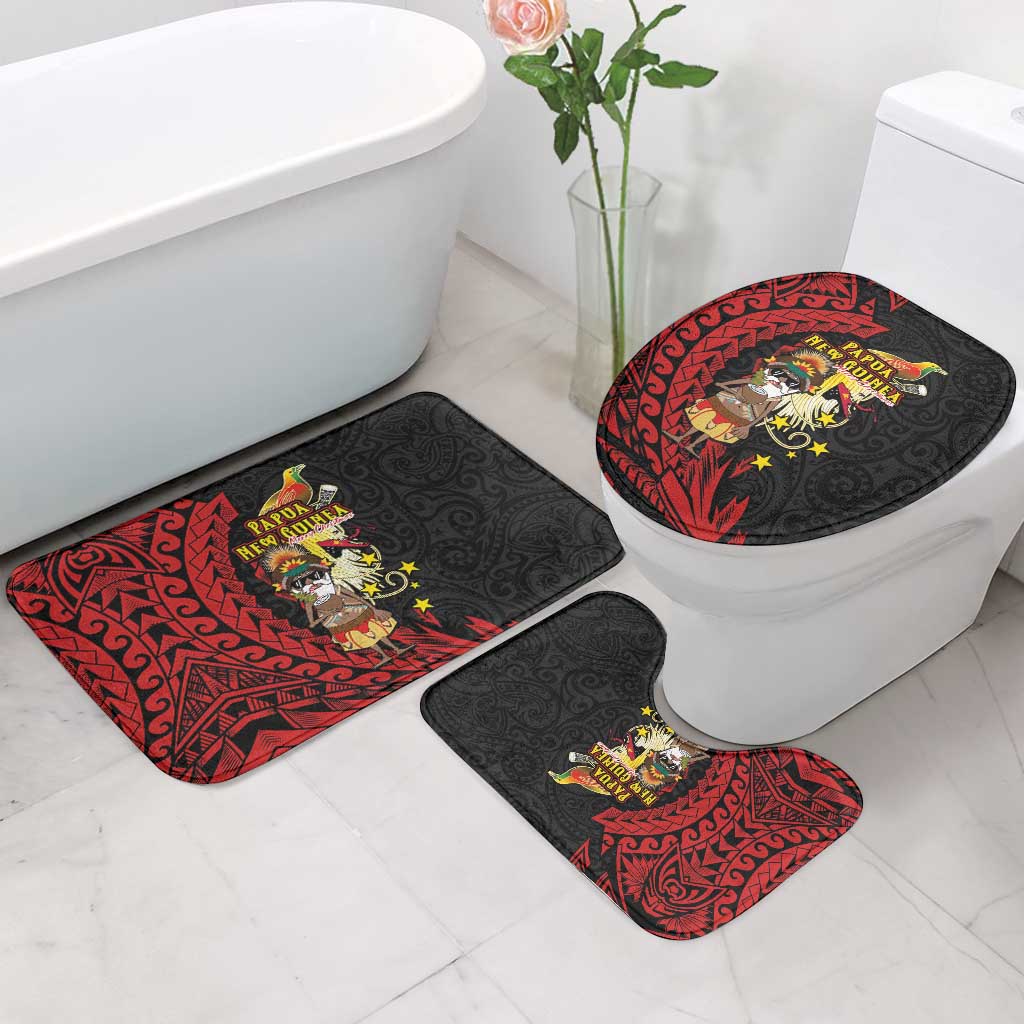 Papua New Guinea Christmas Bathroom Set Funny Melanesian Santa with Bird-of-paradise Tribal Style LT03 - Polynesian Pride