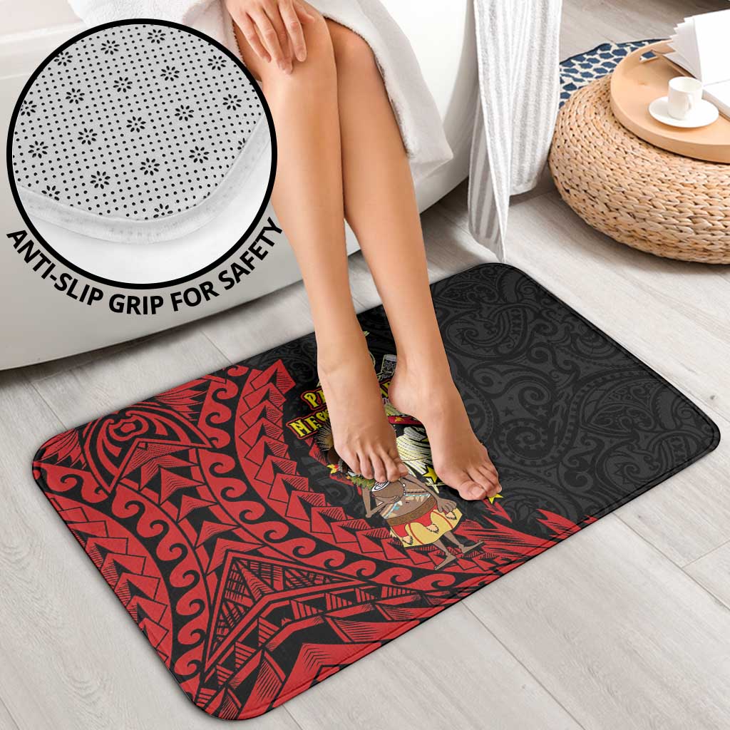 Papua New Guinea Christmas Bathroom Set Funny Melanesian Santa with Bird-of-paradise Tribal Style LT03 - Polynesian Pride